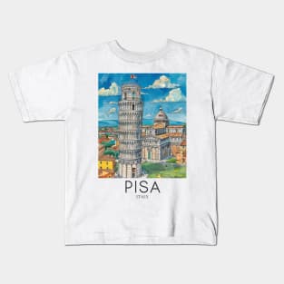 A Pop Art Travel Print of Pisa - Italy Kids T-Shirt